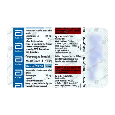MAZETOL SR 200MG TABLET 15'S