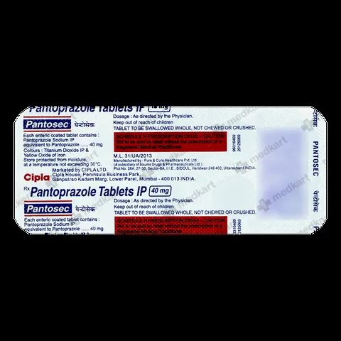 PANTOSEC 40MG TABLET 10'S
