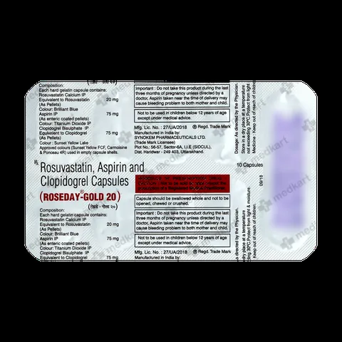 Buy ROSEDAY GOLD 20MG TABLET 10'S at medkart