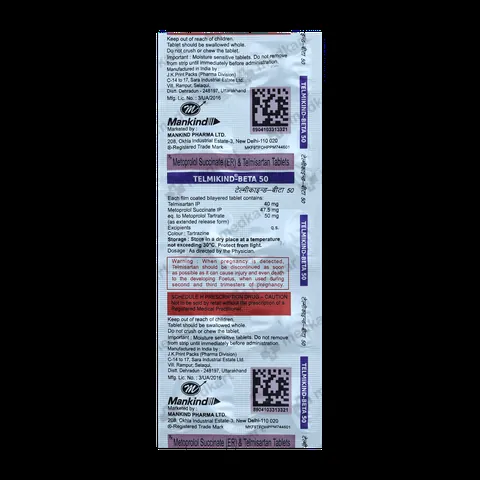 TELMIKIND BETA 50MG TABLET 10'S