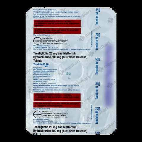 TENEBITE M 20/500MG TABLET 15'S