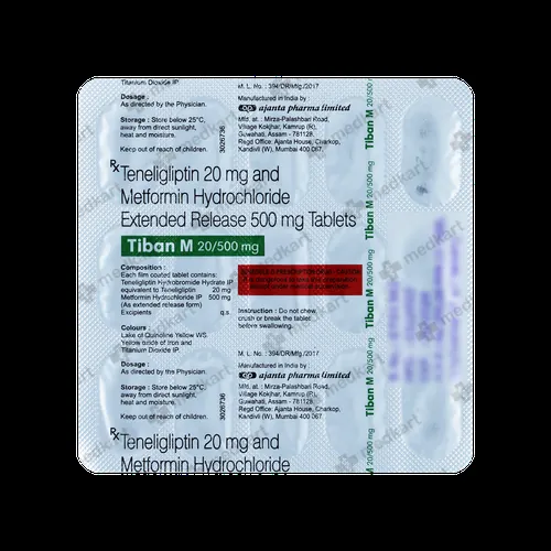 TIBAN M 20/500MG TABLET 15'S