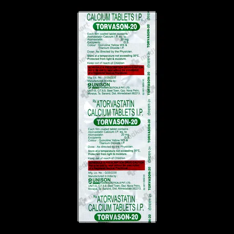 TORVASON 20MG TABLET 10'S