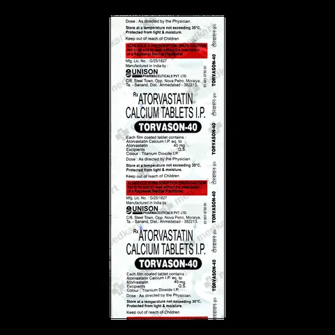TORVASON 40MG TABLET 10'S
