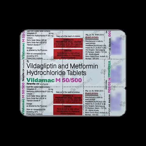 VILDAMAC M 50/500MG TABLET 15'S