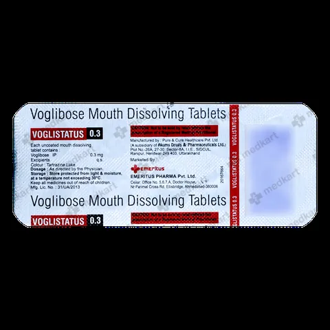 VOGLISTATUS 0.3MG TABLET 10'S