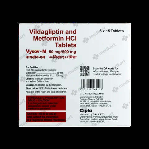 VYSOV M 50/500MG TABLET 15'S
