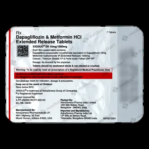 XIGDUO XR 10/1000MG TABLET 7'S