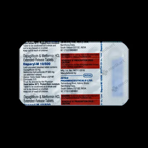 DAPARYL M 10/500MG TABLET 10'S