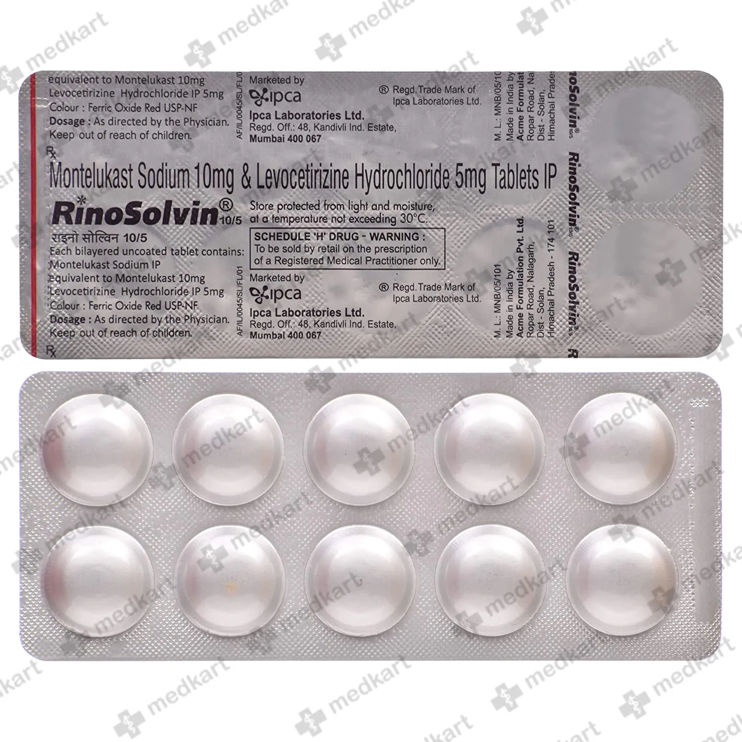 RINOSOLVIN 10/5MG TABLET 10'S