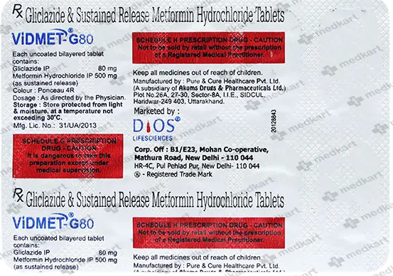 VIDMET G 80MG TABLET 10'S
