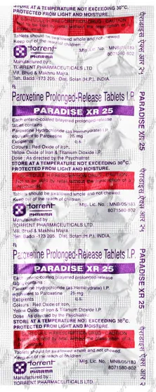 PARADISE XR 25MG TABLET 10'S