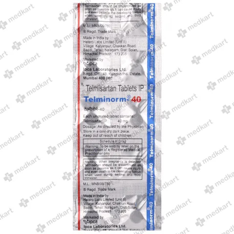 TELMINORM 40MG TABLET 10'S