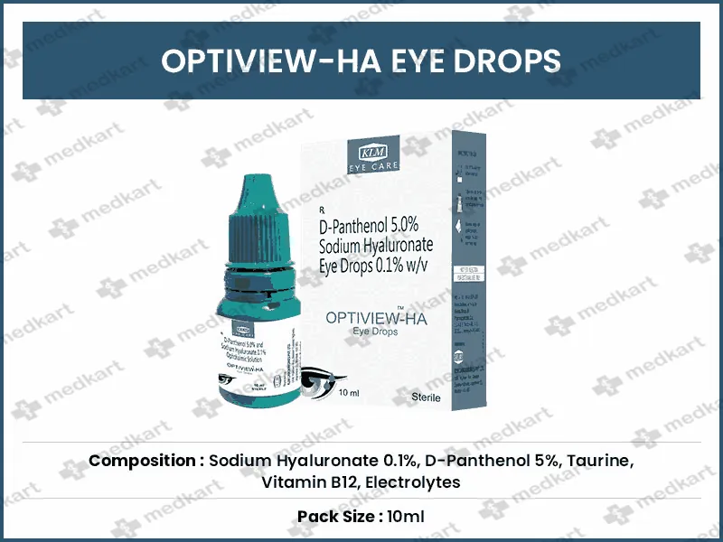 OPTIVIEW HA EYE DROPS 10ML - 17539 - Medkart Pharmacy | Generic Medicines Online - Best Online Pharmacy App