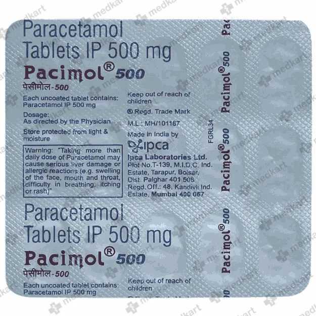 PACIMOL 500MG TABLET 15'S