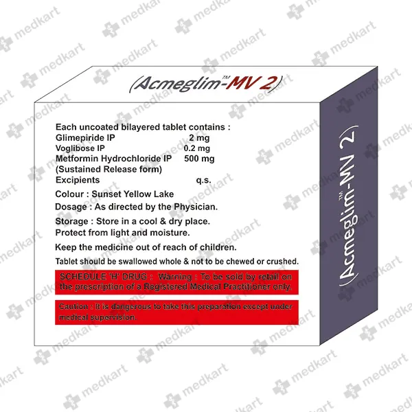 ACMEGLIM MV 2MG TABLET 10'S