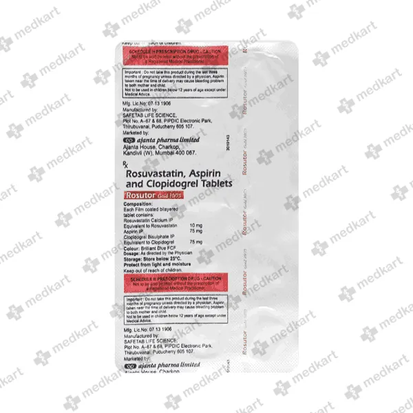 ROSUTOR GOLD 10/75MG TABLET 15'S