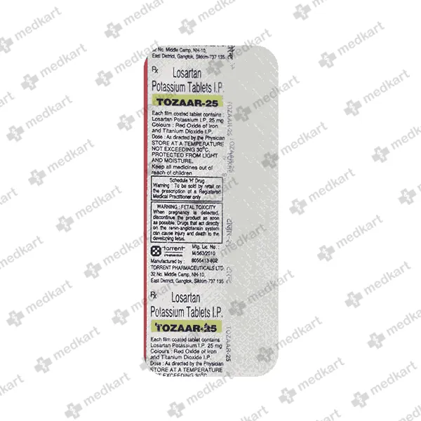 TOZAAR 25MG TAB 1X10 - 13691 - Medkart Pharmacy | Generic Medicines Online - Best Online Pharmacy App
