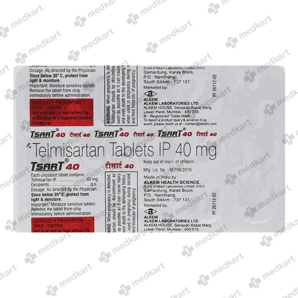 TSART 40MG TABLET 15'S