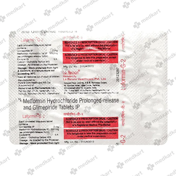 LAFORMIN G 2MG TABLET 10'S