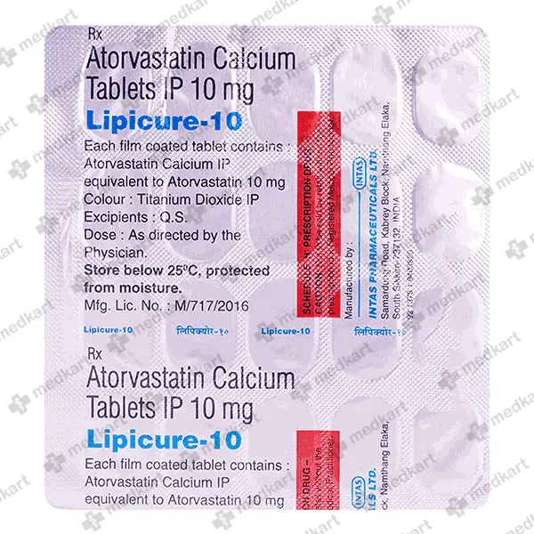 LIPICURE 10MG TAB 1X30 - 7253 - Medkart Pharmacy | Generic Medicines Online - Best Online Pharmacy App