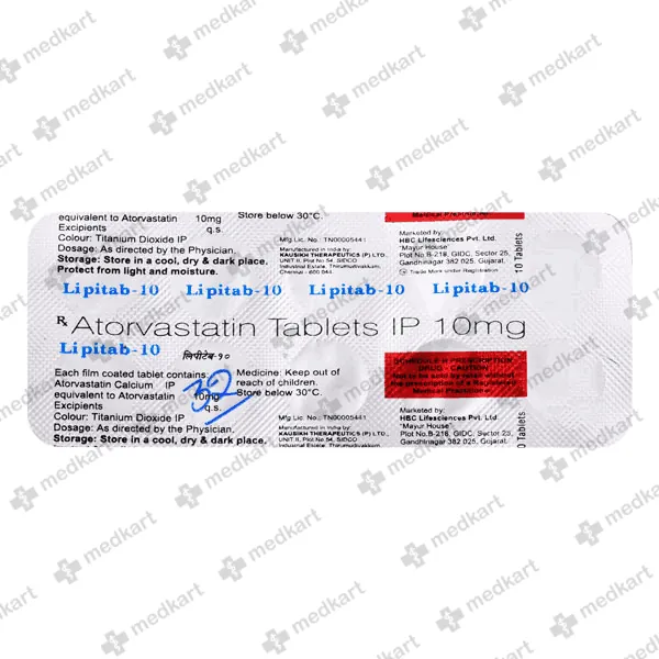 LIPITAB 10MG TAB 1X10 - 7288 - Medkart Pharmacy | Generic Medicines Online - Best Online Pharmacy App