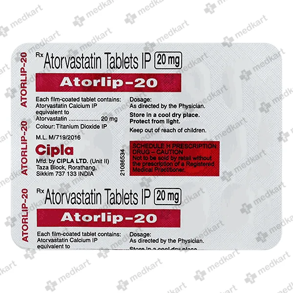 ATORLIP 20MG TABLET 15'S capsule Online