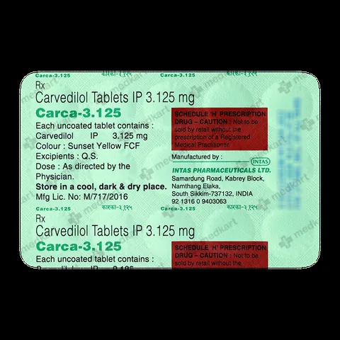 CARCA 3.125MG TABLET 15'S