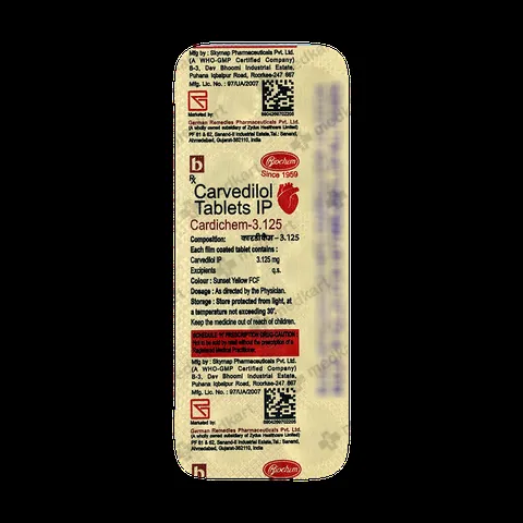CARDICHEM 3.125MG TABLET 10'S