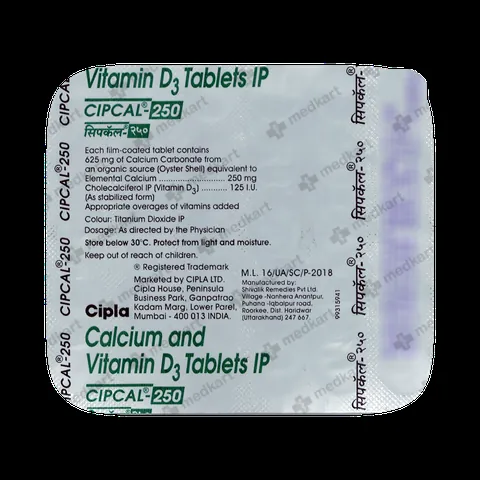 CIPCAL 250MG TABLET 30'S