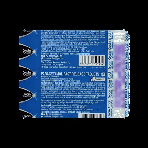 CROCIN ADVANCE 500MG TABLET 20'S