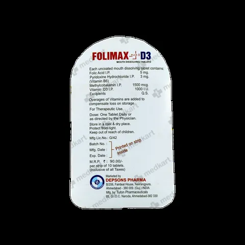FOLIMAX PLUS D3 TABLET 10'S