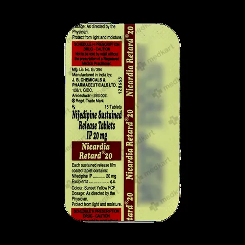 NICARDIA 20MG RETARD TABLET 15'S